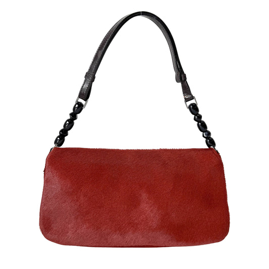 Malice Pearl Red Pony Hair Shoulder Bag