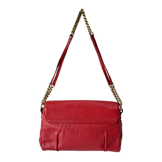 Dandy Red Leather Chain Strap Shoulder Bag