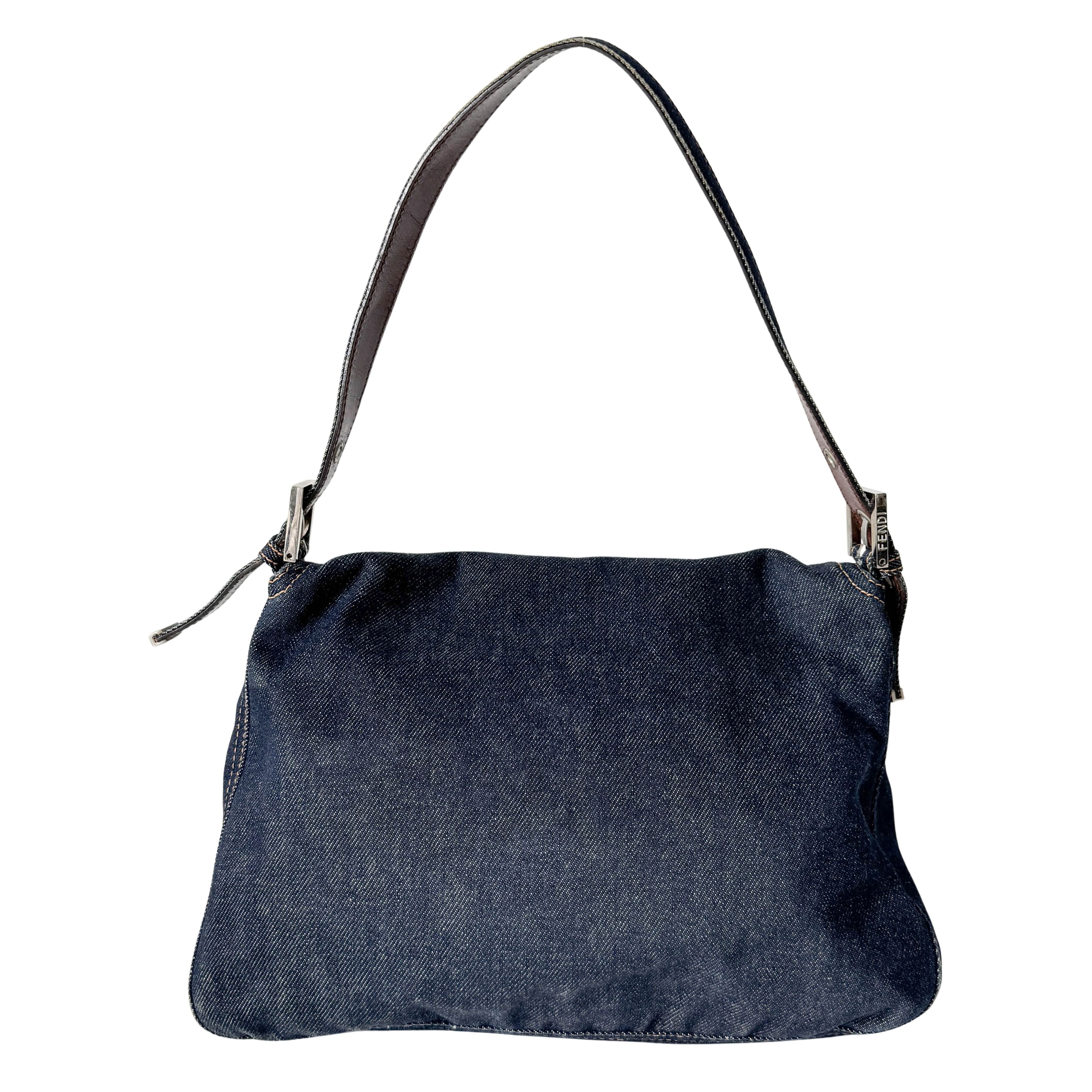 Mamma Baguette Blue Denim Shoulder Bag