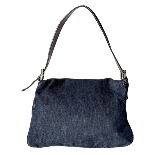 Mamma Baguette Blue Denim Shoulder Bag
