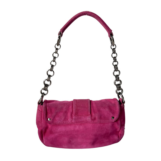 Pink Suede Chain Shoulder Bag