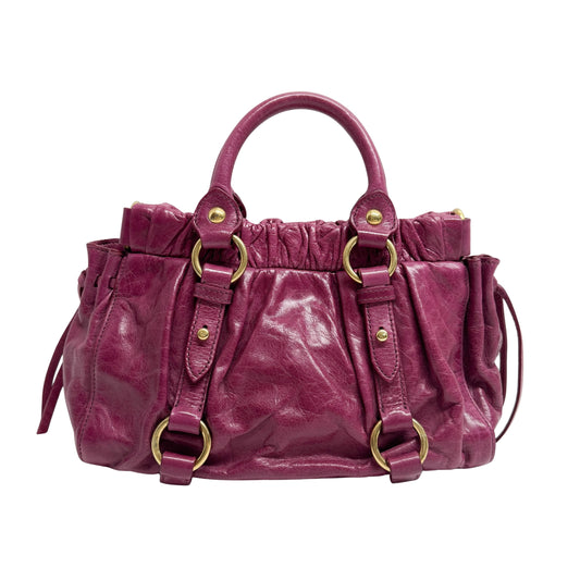 Mini Vitello Bauletto Pink Leather Two Way Bag
