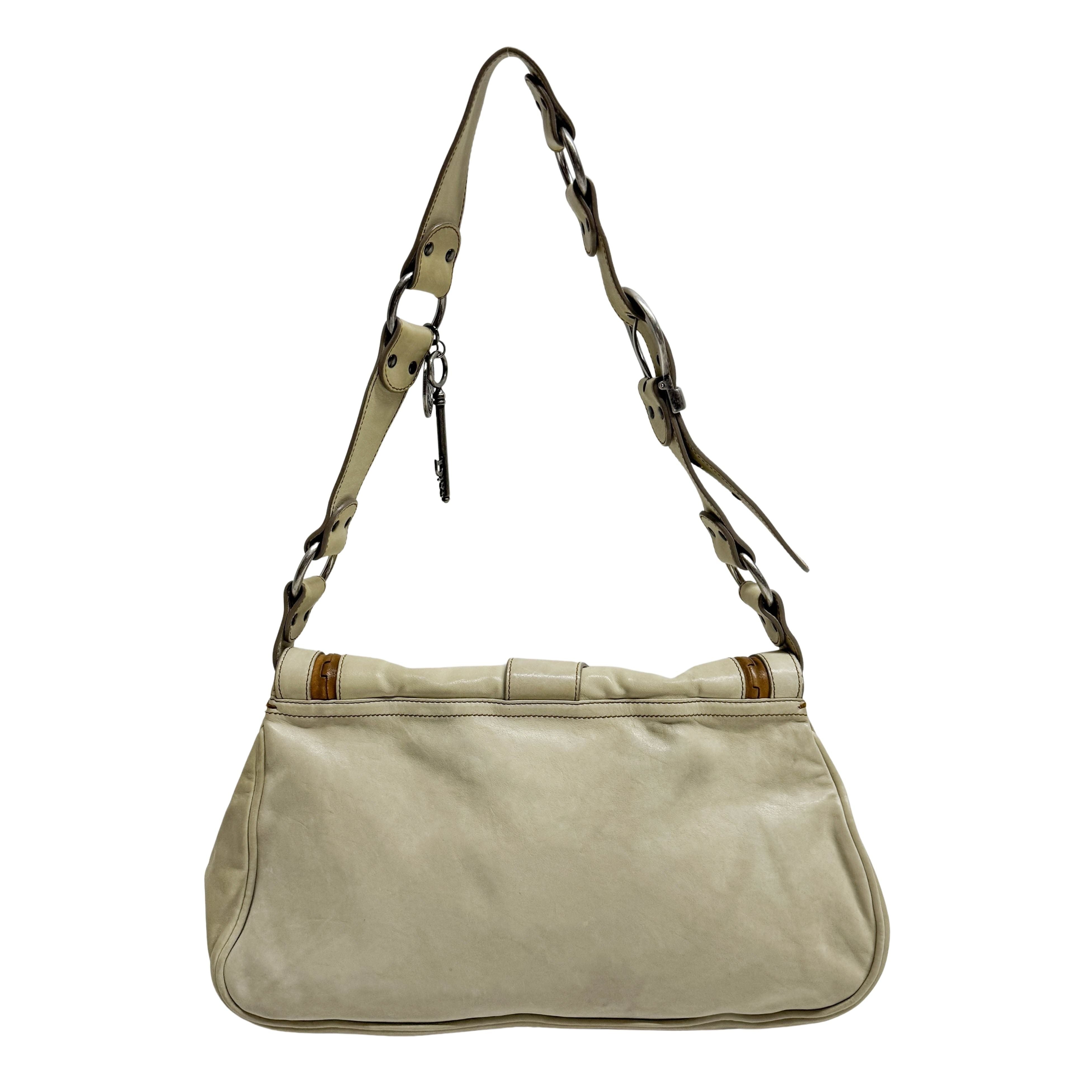 Gaucho ivory Calfskin Leather Shoulder Bag