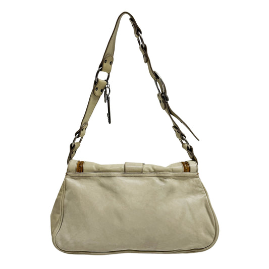 Gaucho ivory Calfskin Leather Shoulder Bag