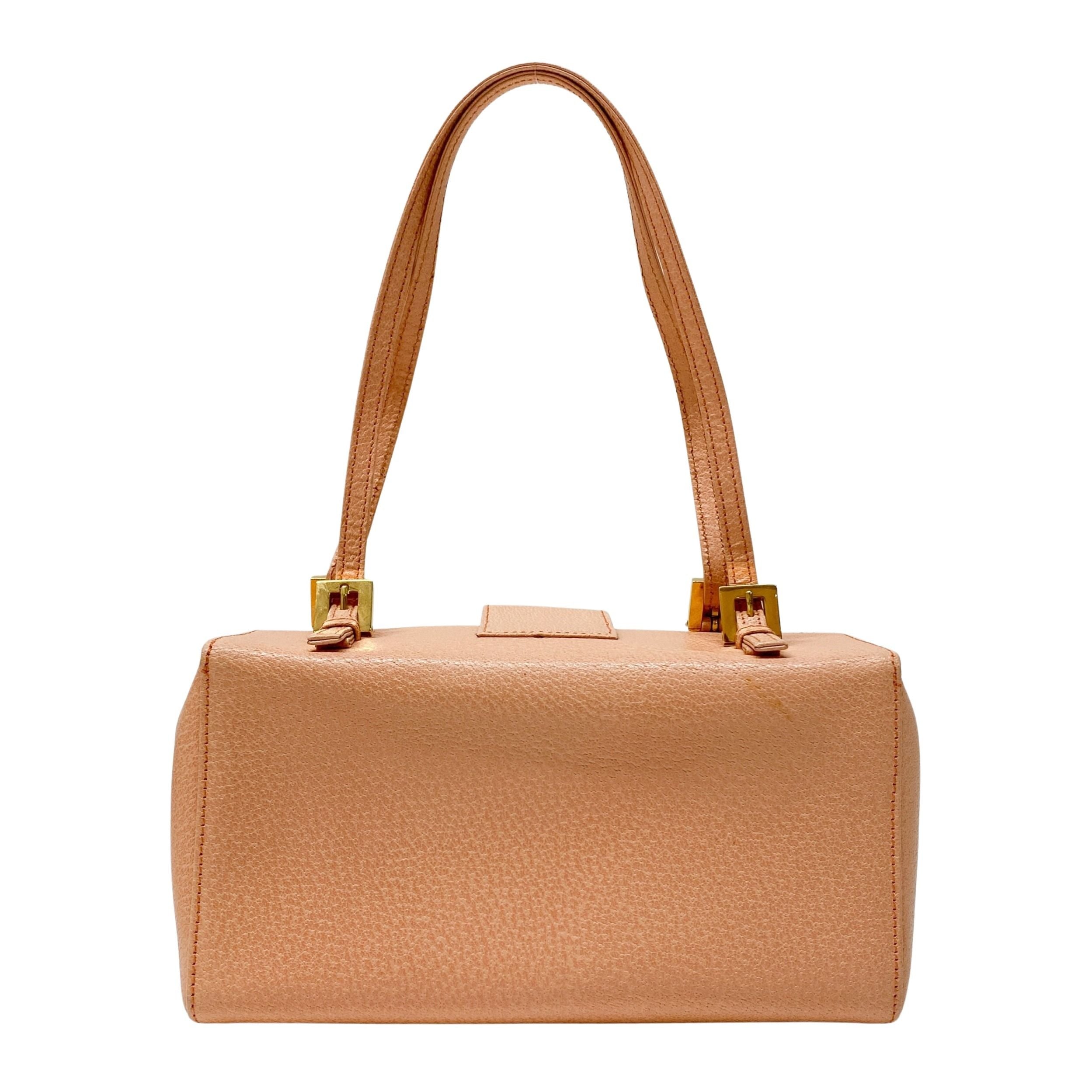 Mamma Baguette Peach Leather Box Bag