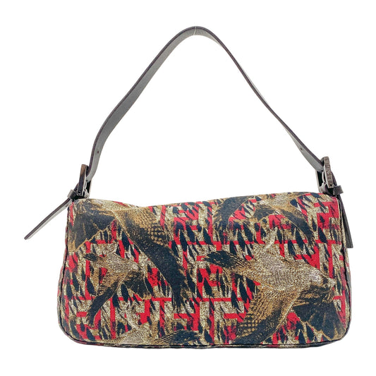 Baguette Multi-color Canvas Shoulder Bag