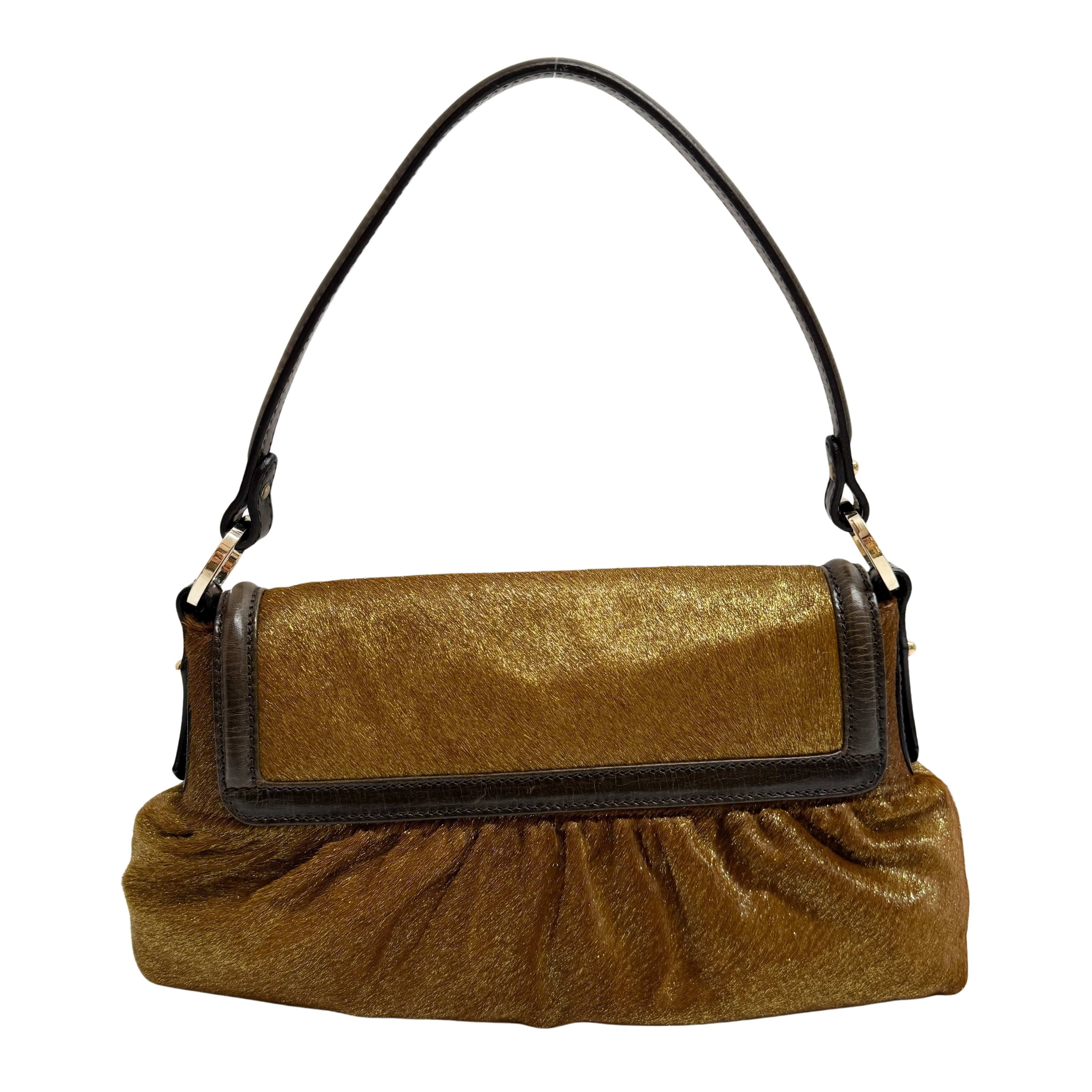 Chef Gold Pony Hair Shoulder Bag