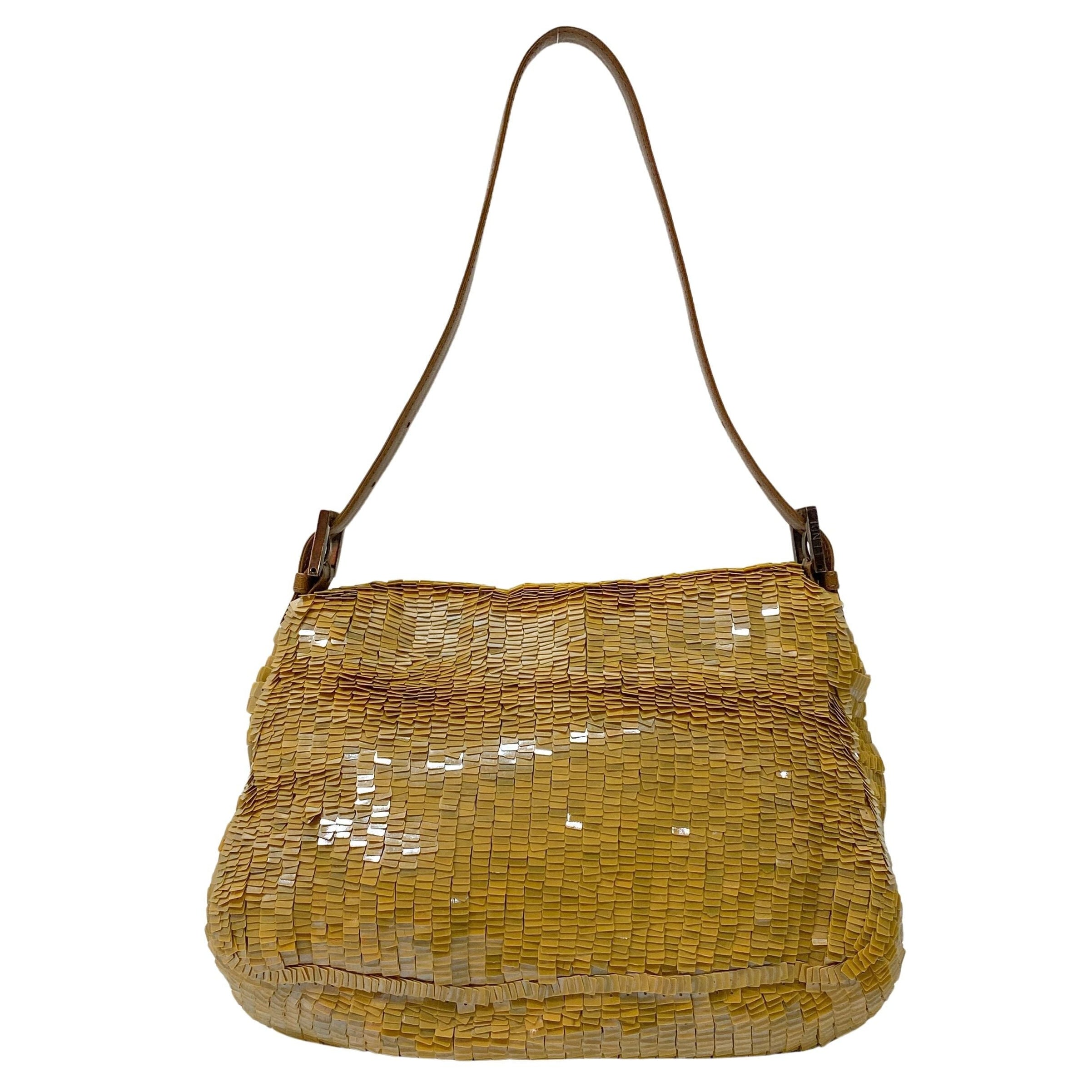 Mamma Baguette Caramel Brown Sequin Shoulder Bag