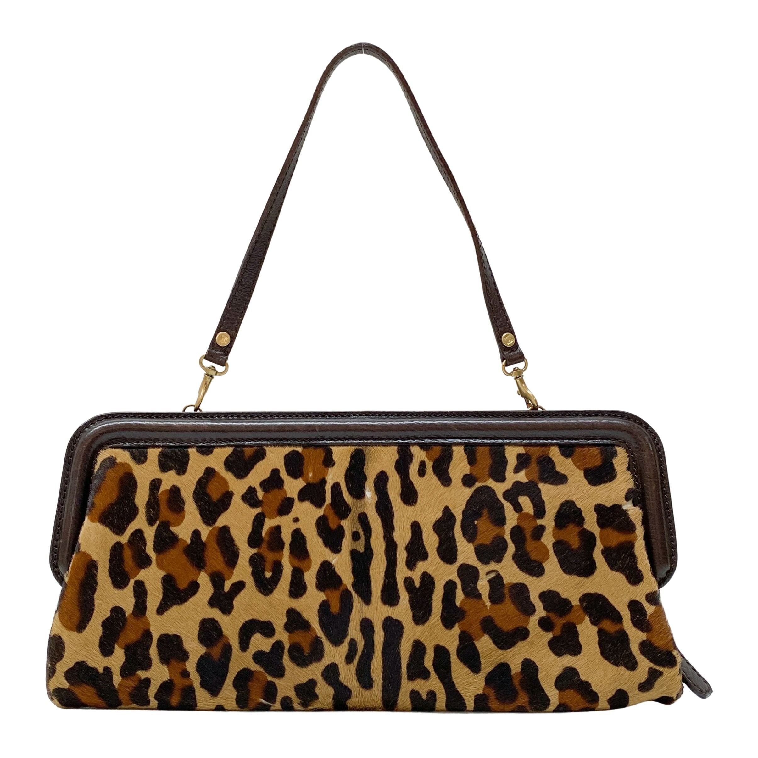 Vintage Brown Leopard Print Pony Hair Two Way Bag
