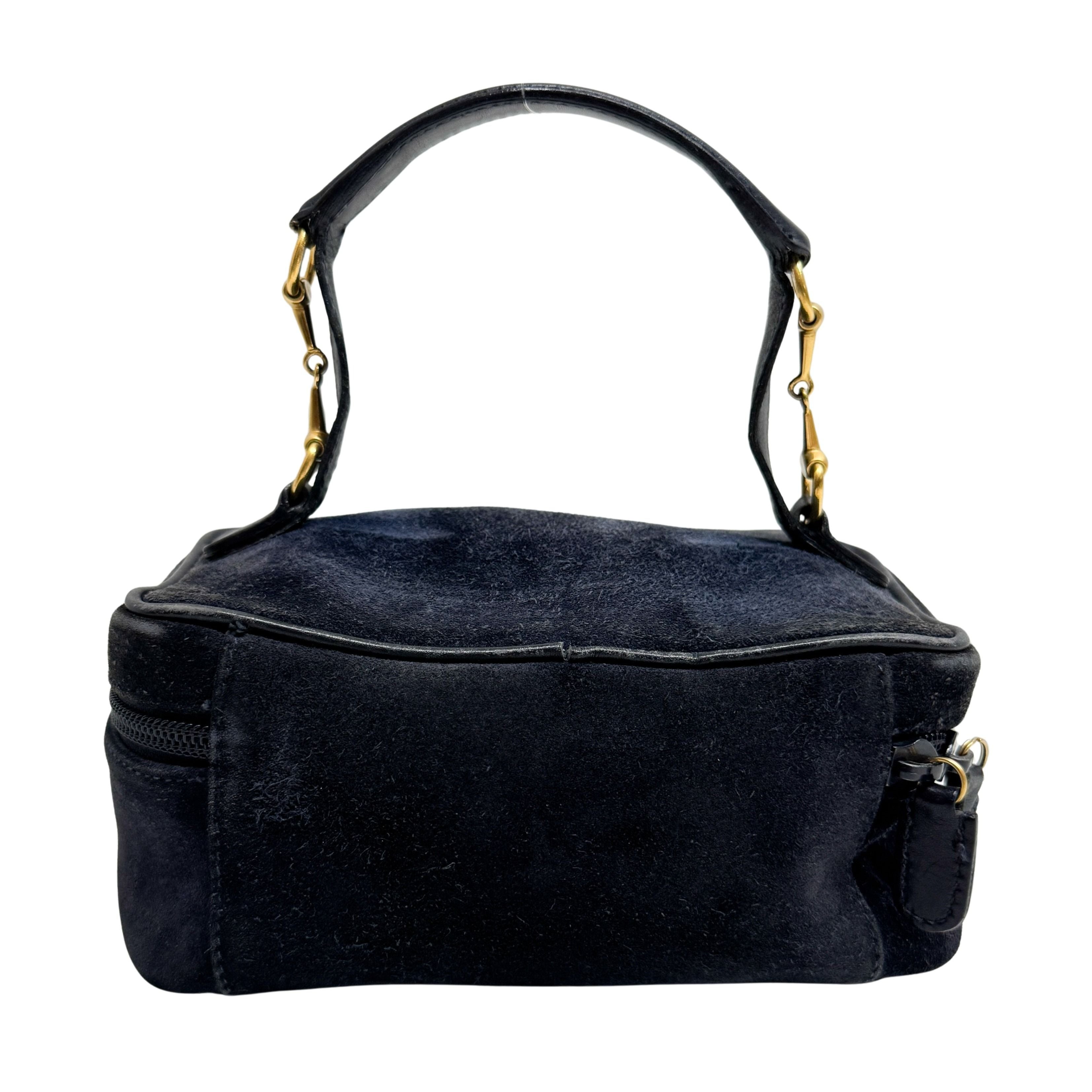 Horsebit Navy Blue Suede Pouch