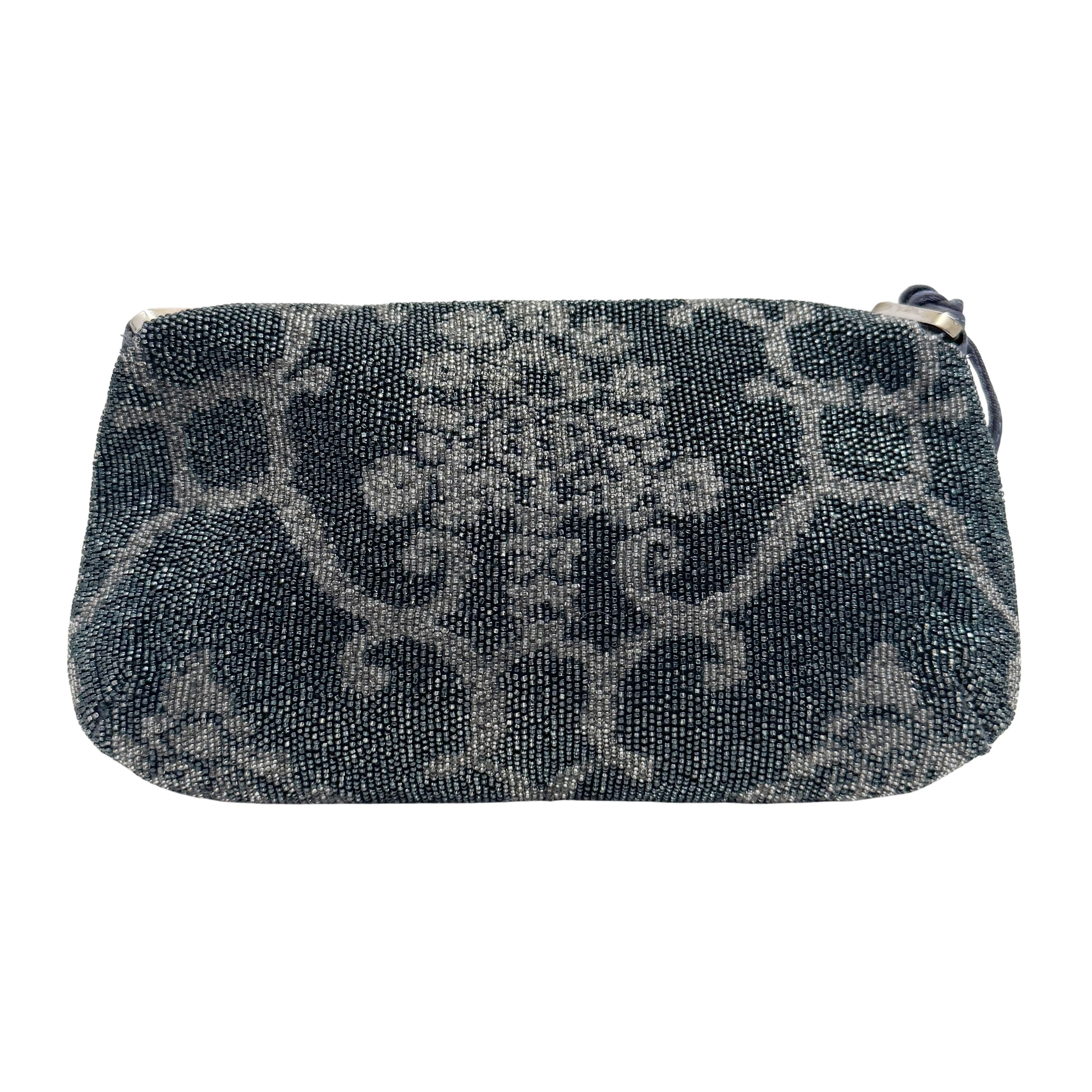 Navy Beaded Chain Shoulder Bag