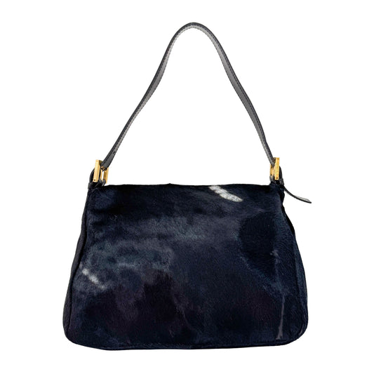 Mamma Baguette Black Pony Hair Shoulder Bag