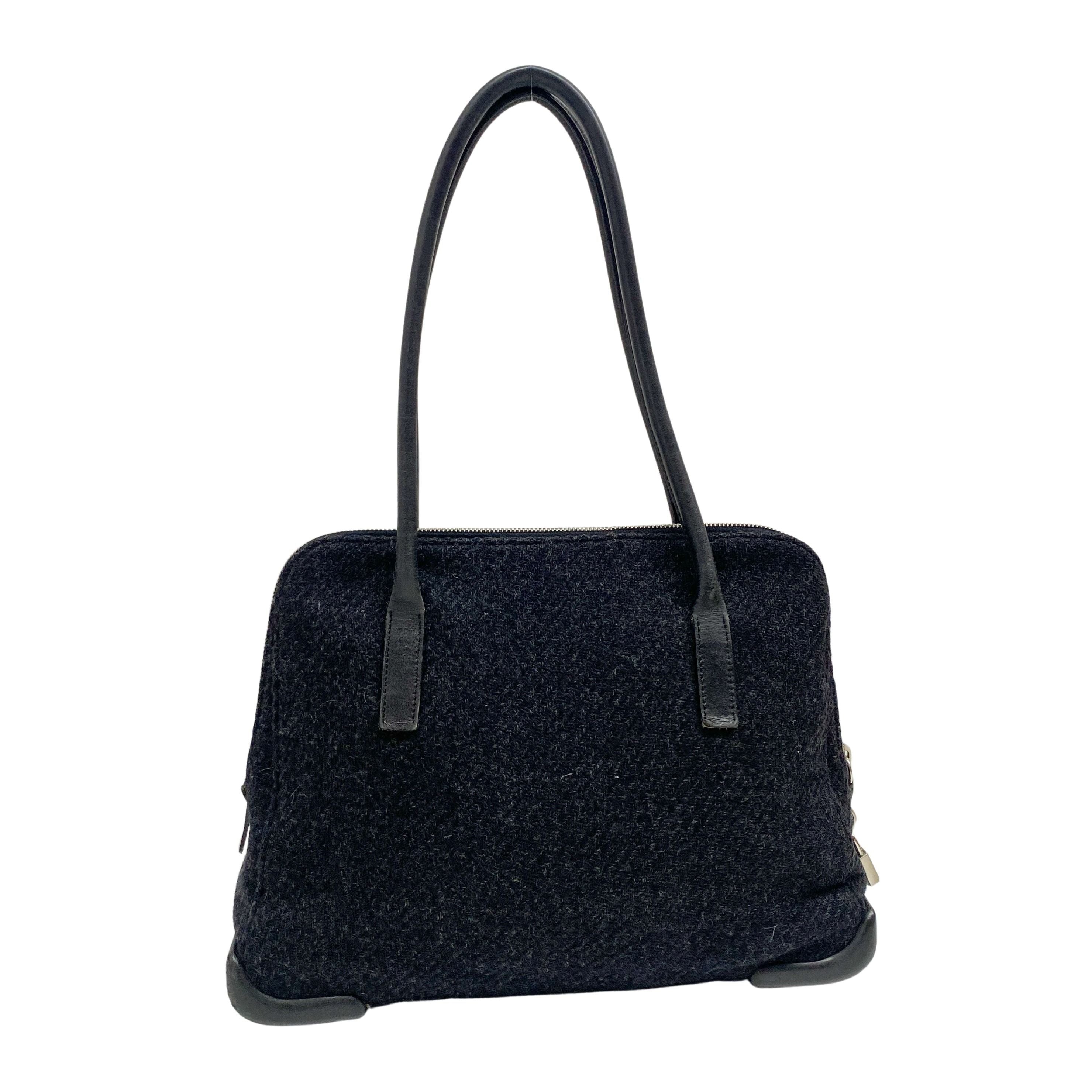Vintage Black Wool Shoulder Bag