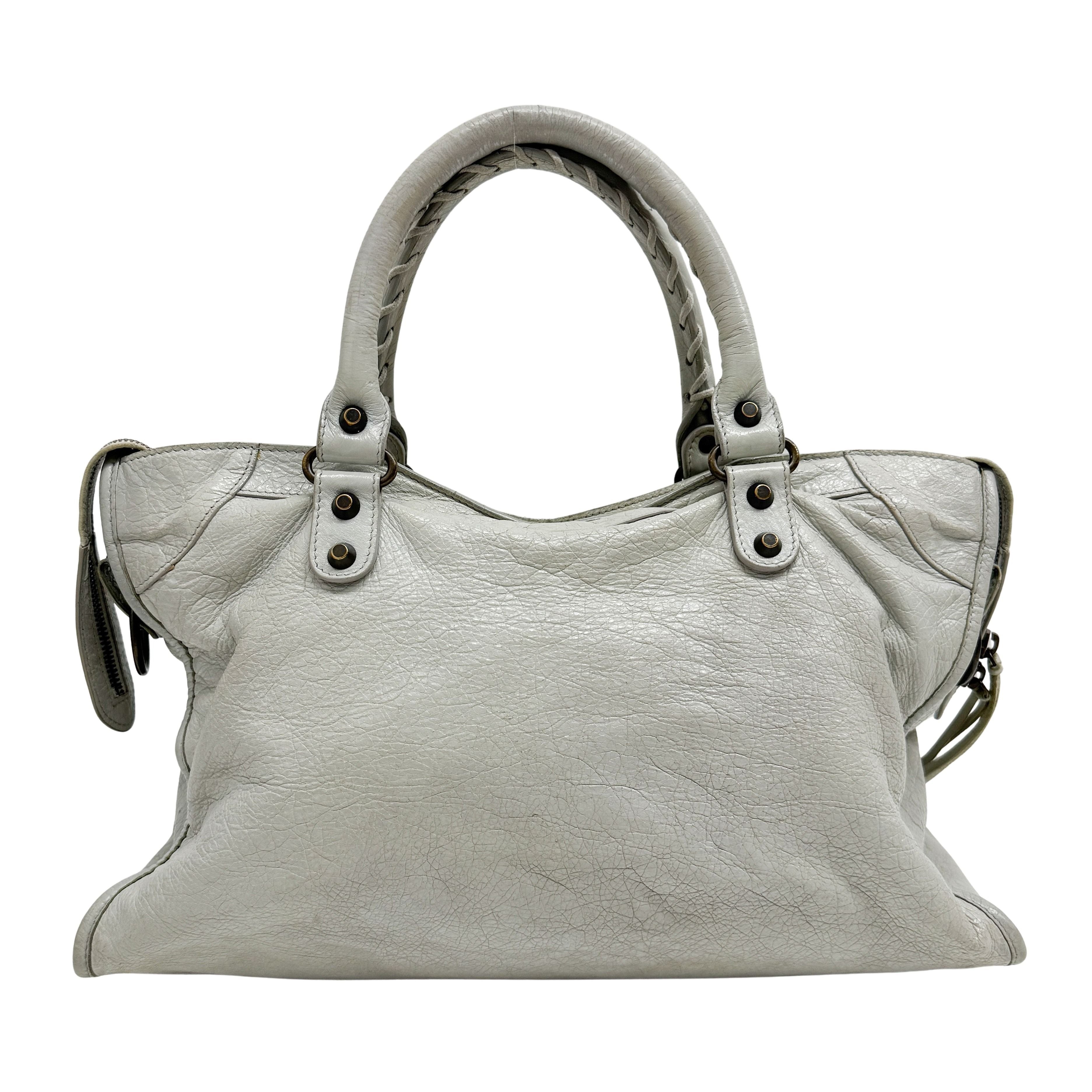 The City Grey Calfskin Leather Two Way Bag
