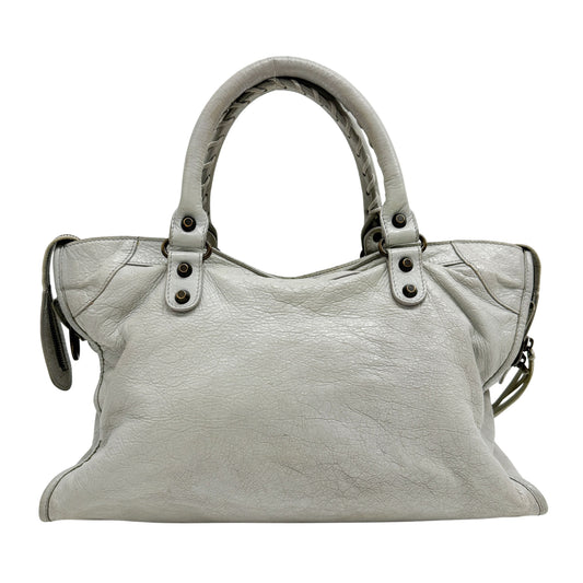 The City Grey Calfskin Leather Two Way Bag