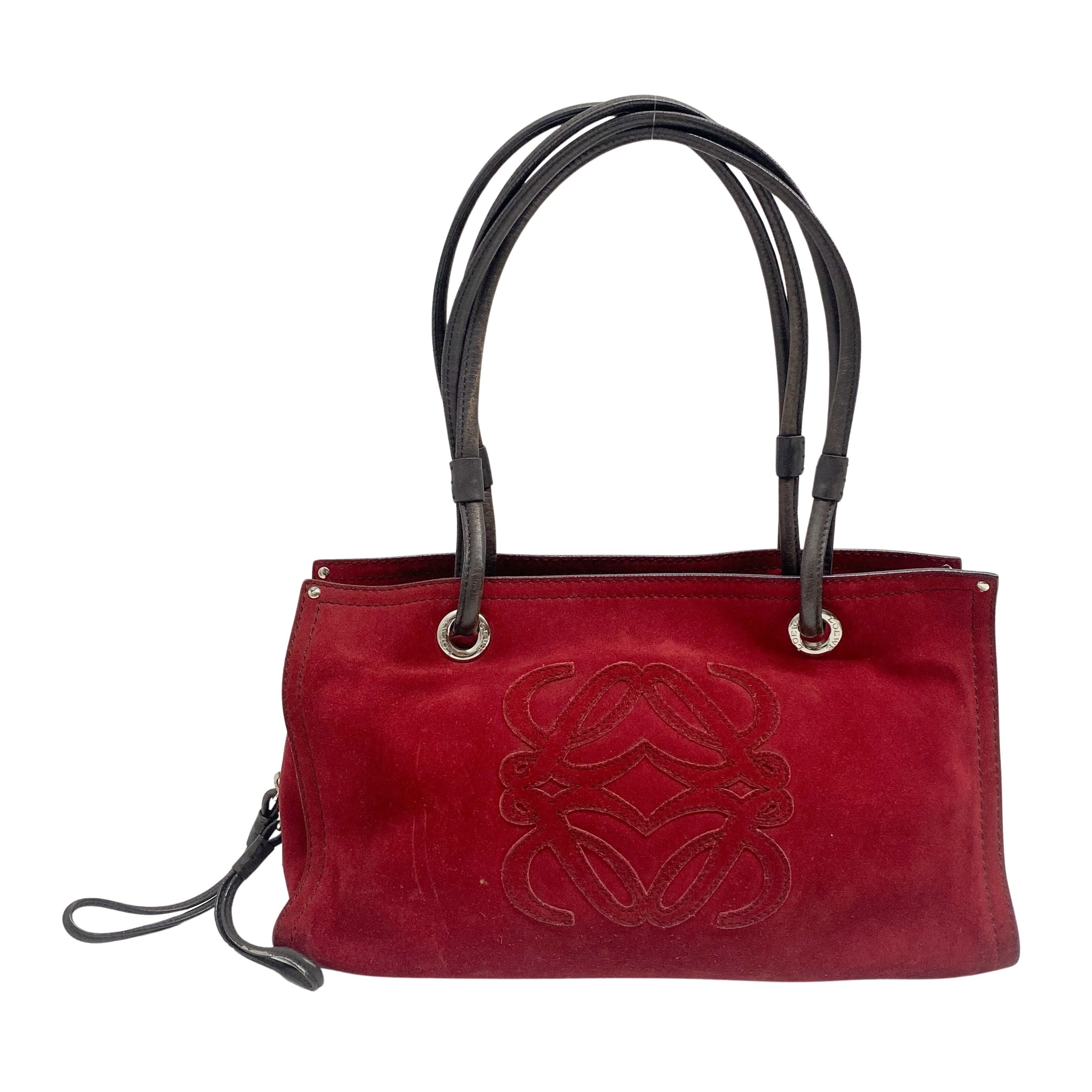 Vintage Red Suede Shoulder Bag