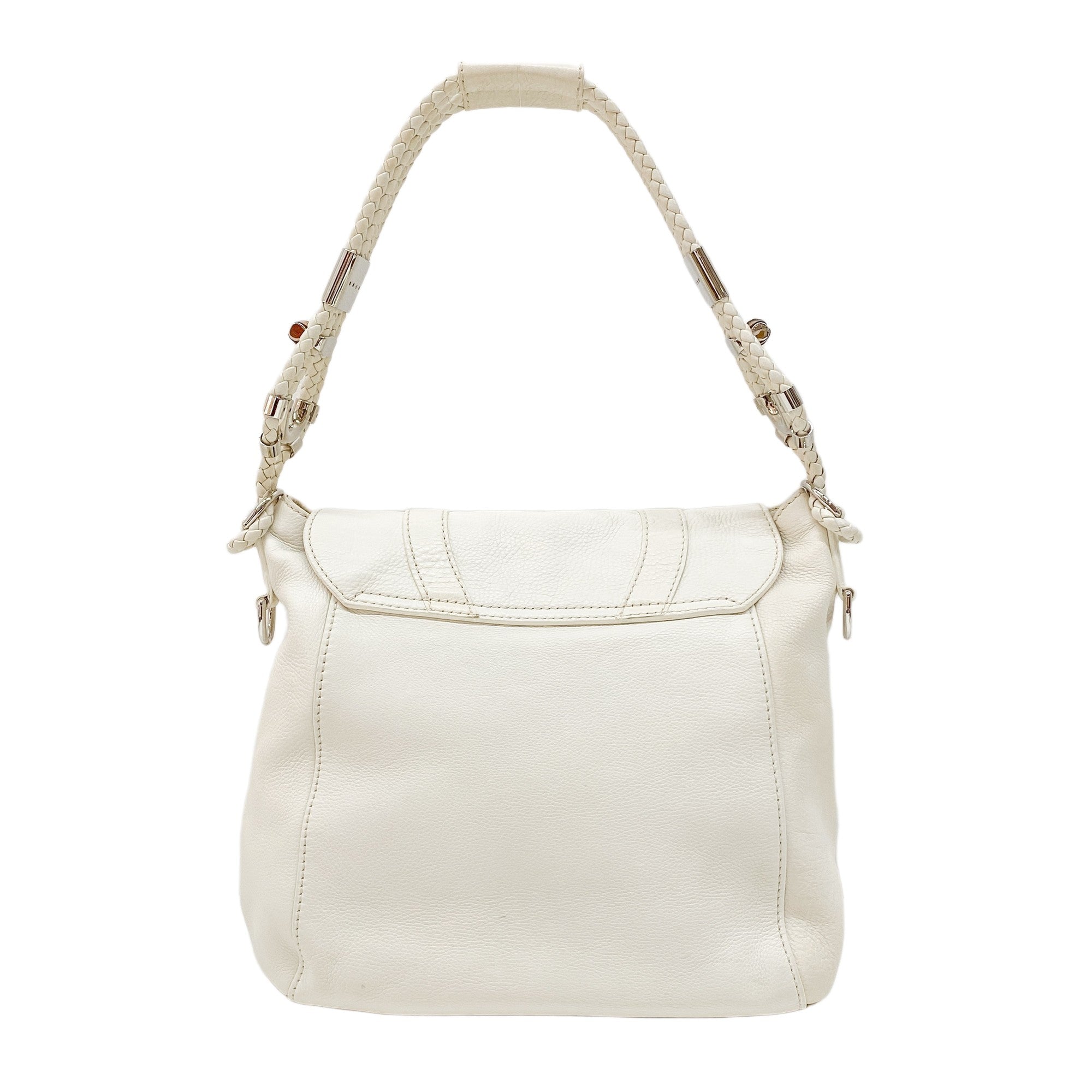 Vintage White Leather Shoulder Bag