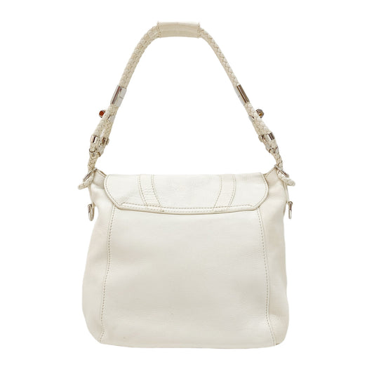Vintage White Leather Shoulder Bag