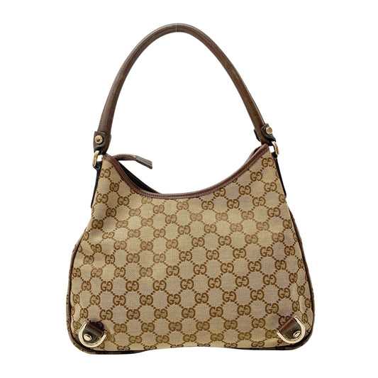 Abbey D-Ring GG Brown Canvas Hobo Bag
