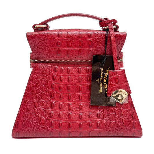 Red Crocodile Embossed Hand Bag