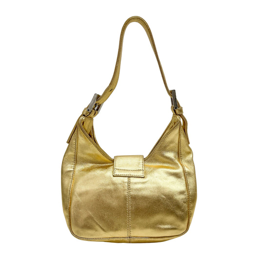 Mini Gold Leather Hobo Shoulder Bag