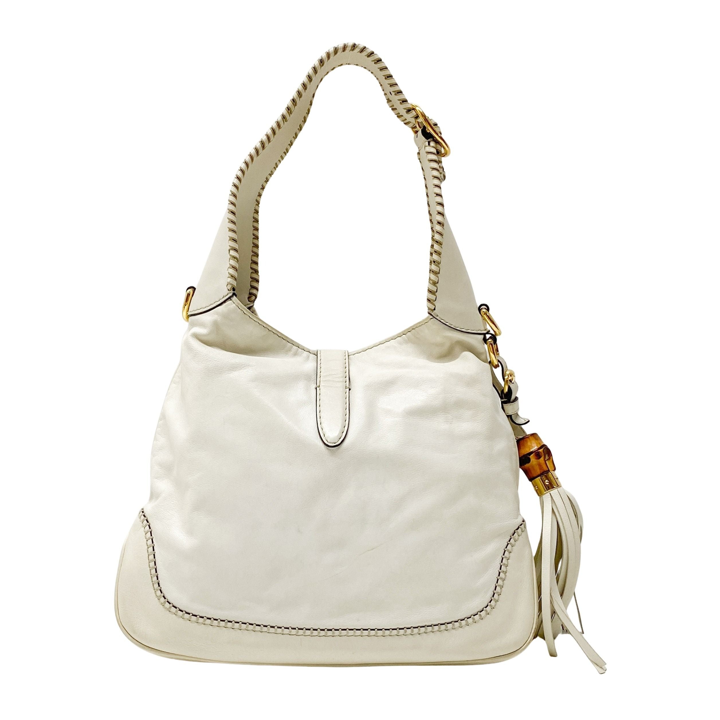 Jackie White Leather Shoulder Bag