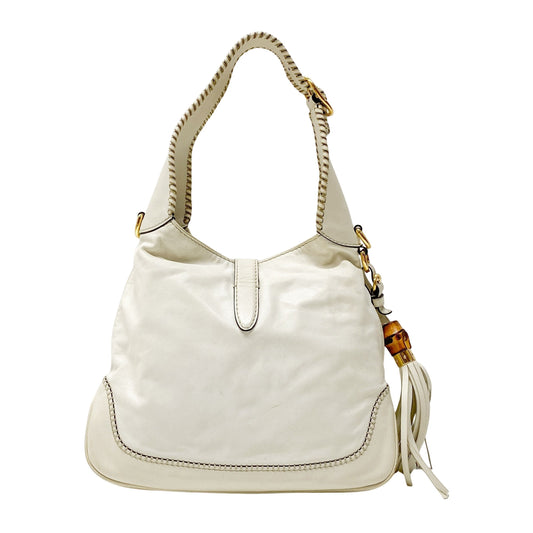 Jackie White Leather Shoulder Bag