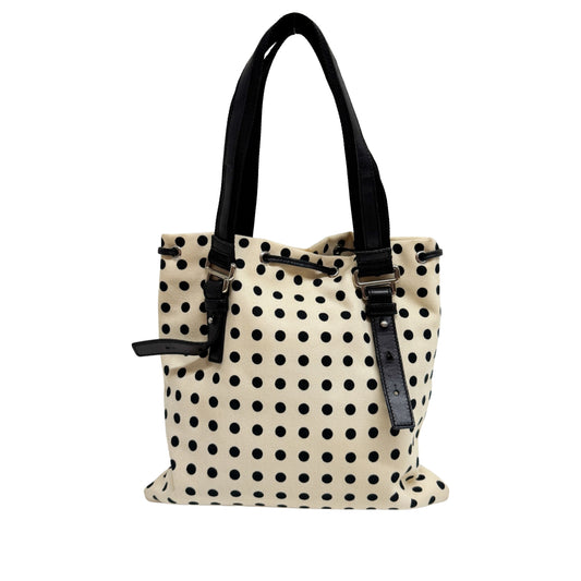 Blue Dotted White Cotton Tote Bag