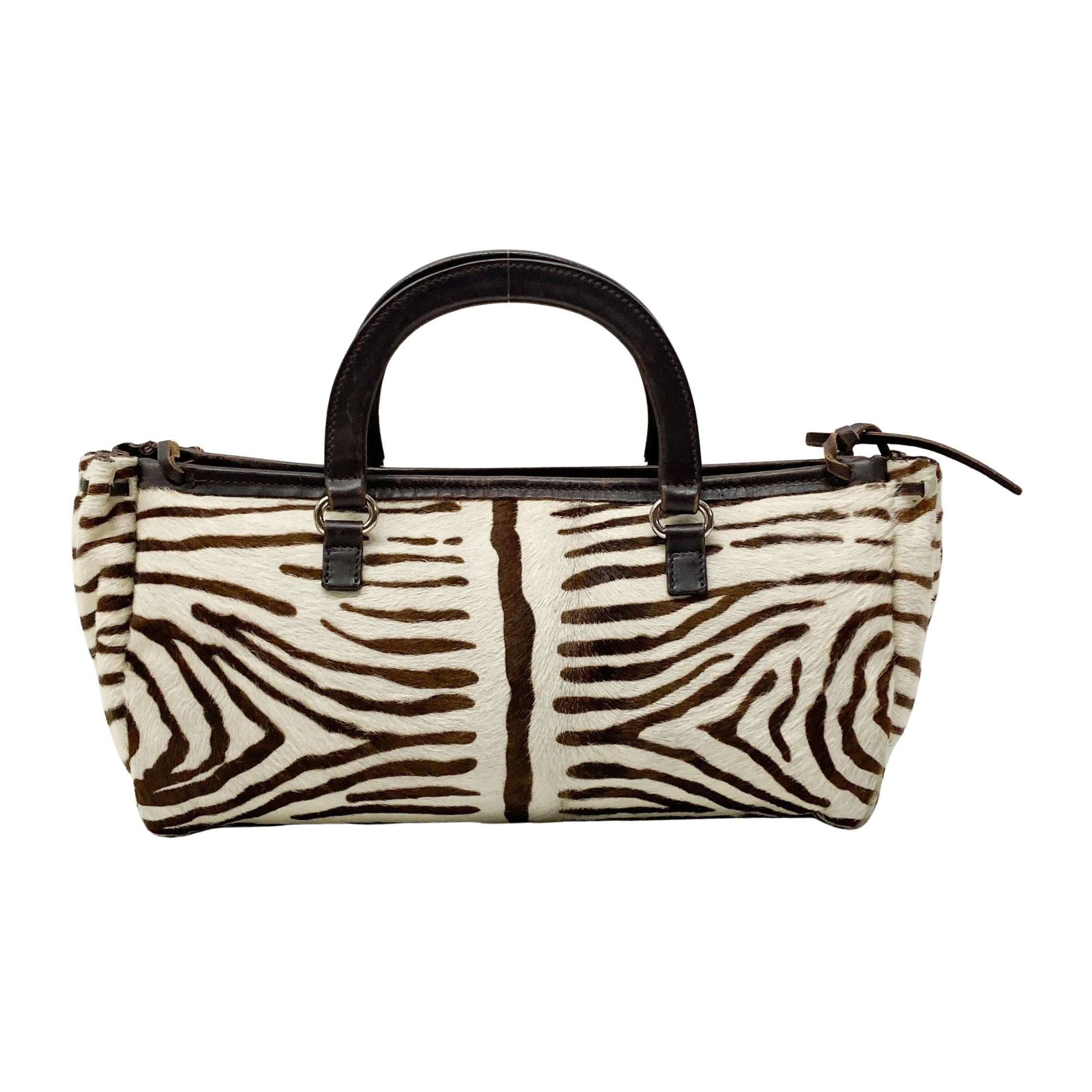 Brown Zebra Print Pony Hair Handbag