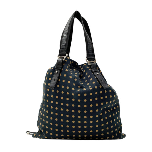 Yellow Dotted Canvas Blue Tote Bag
