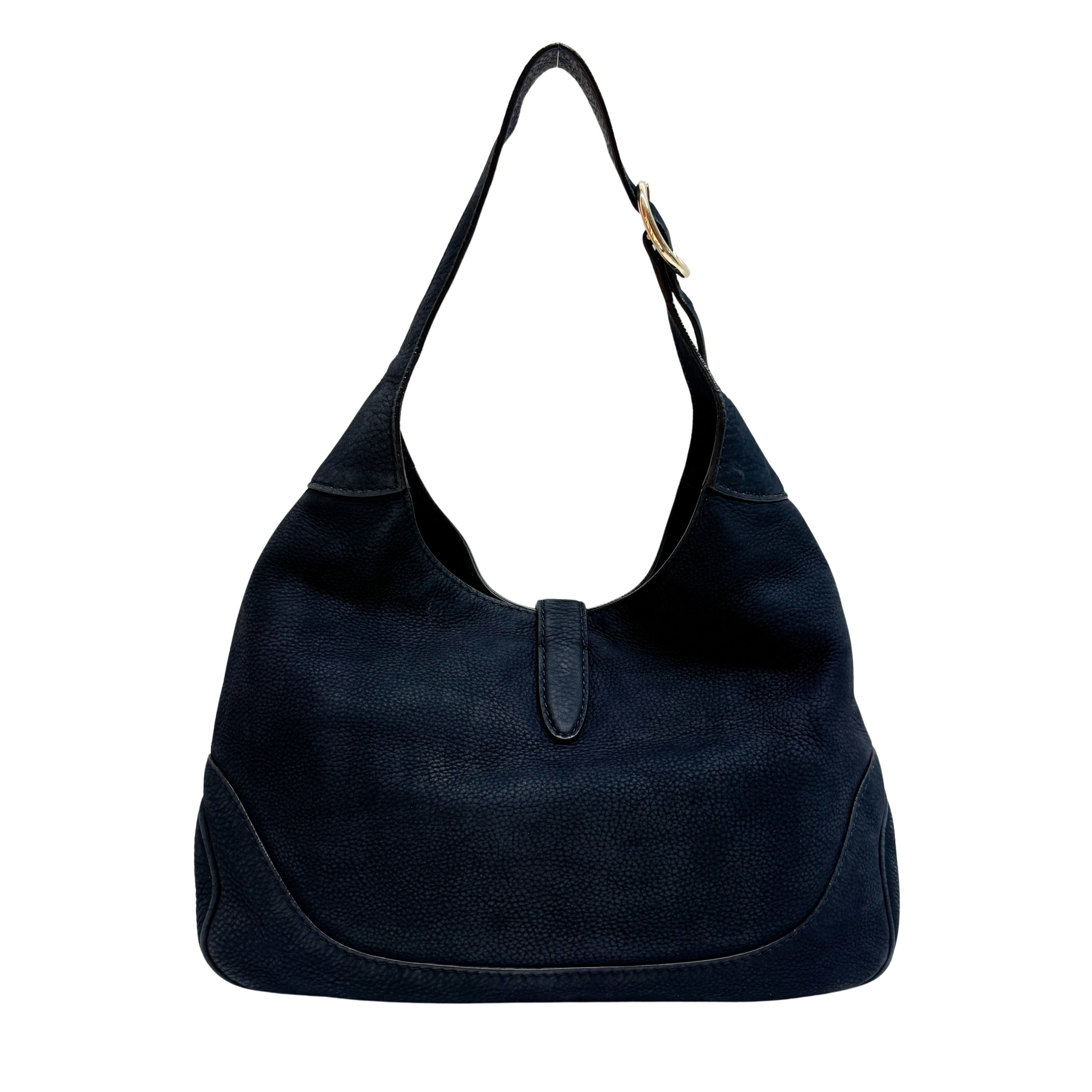 Jackie Dark Blue Suede Shoulder Bag