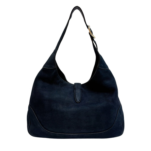 Jackie Dark Blue Suede Shoulder Bag