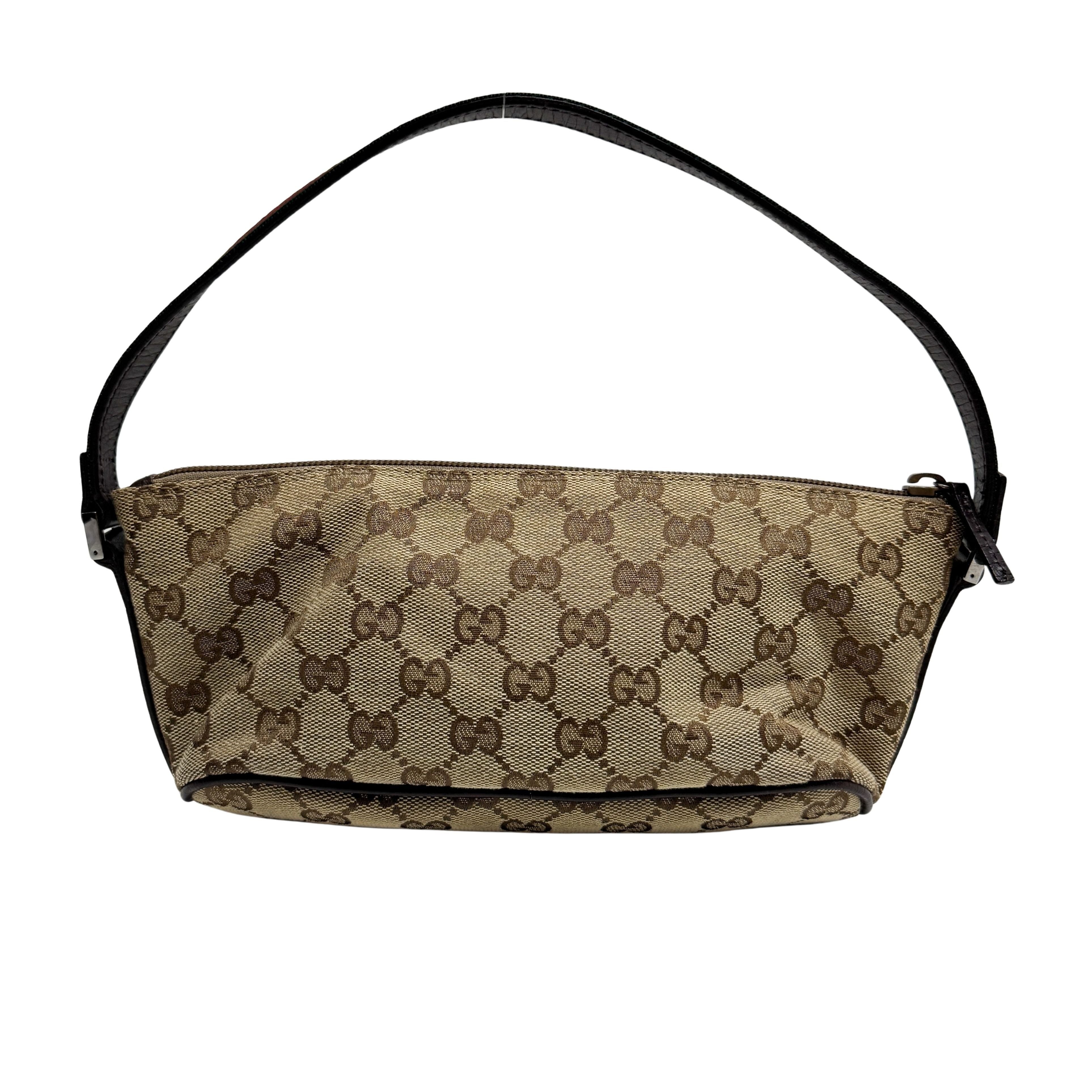 GG Brown Canvas Cotton Shoulder Bag