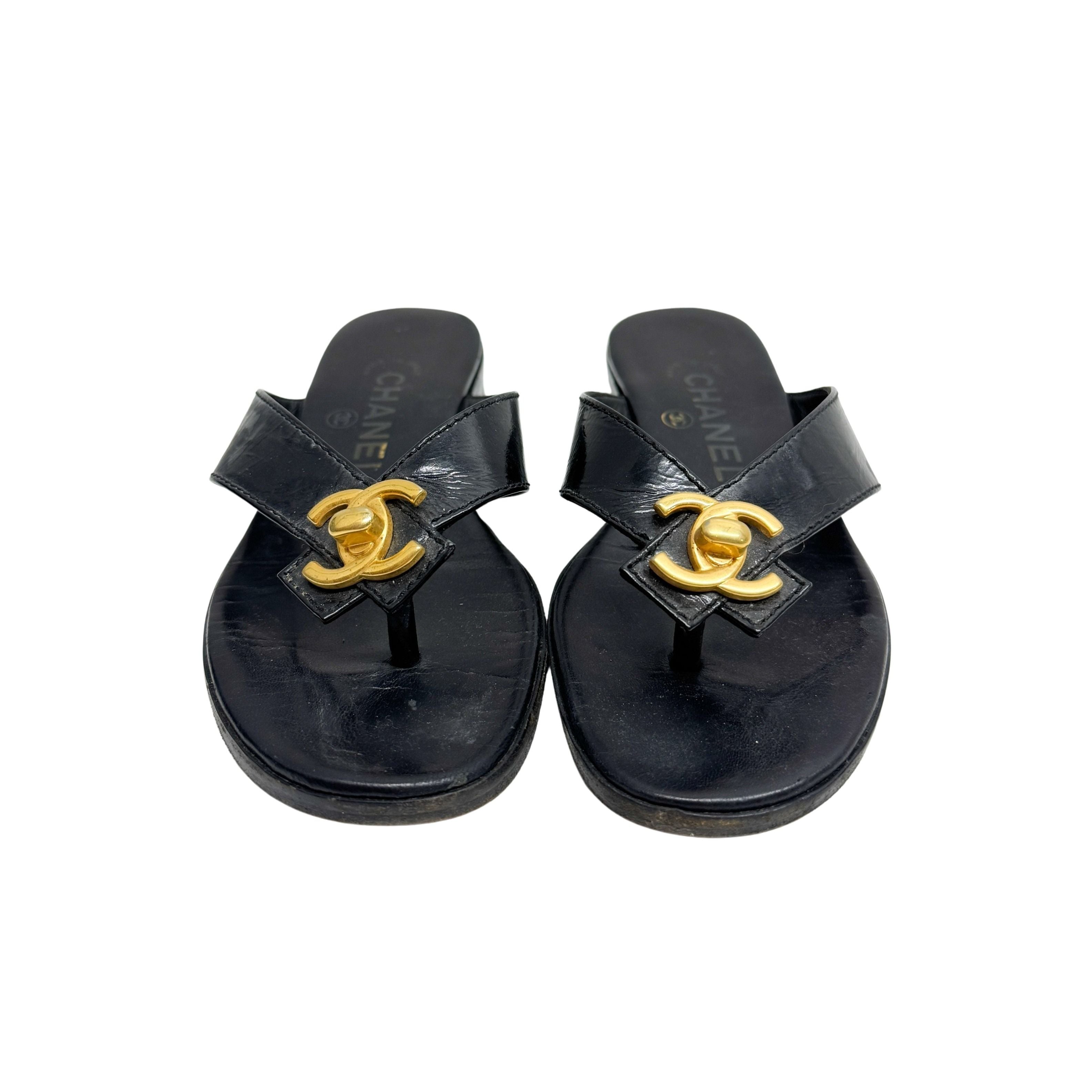 Size 36 Black Leather Sandals