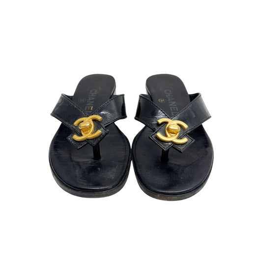 Size 36 Black Leather Sandals