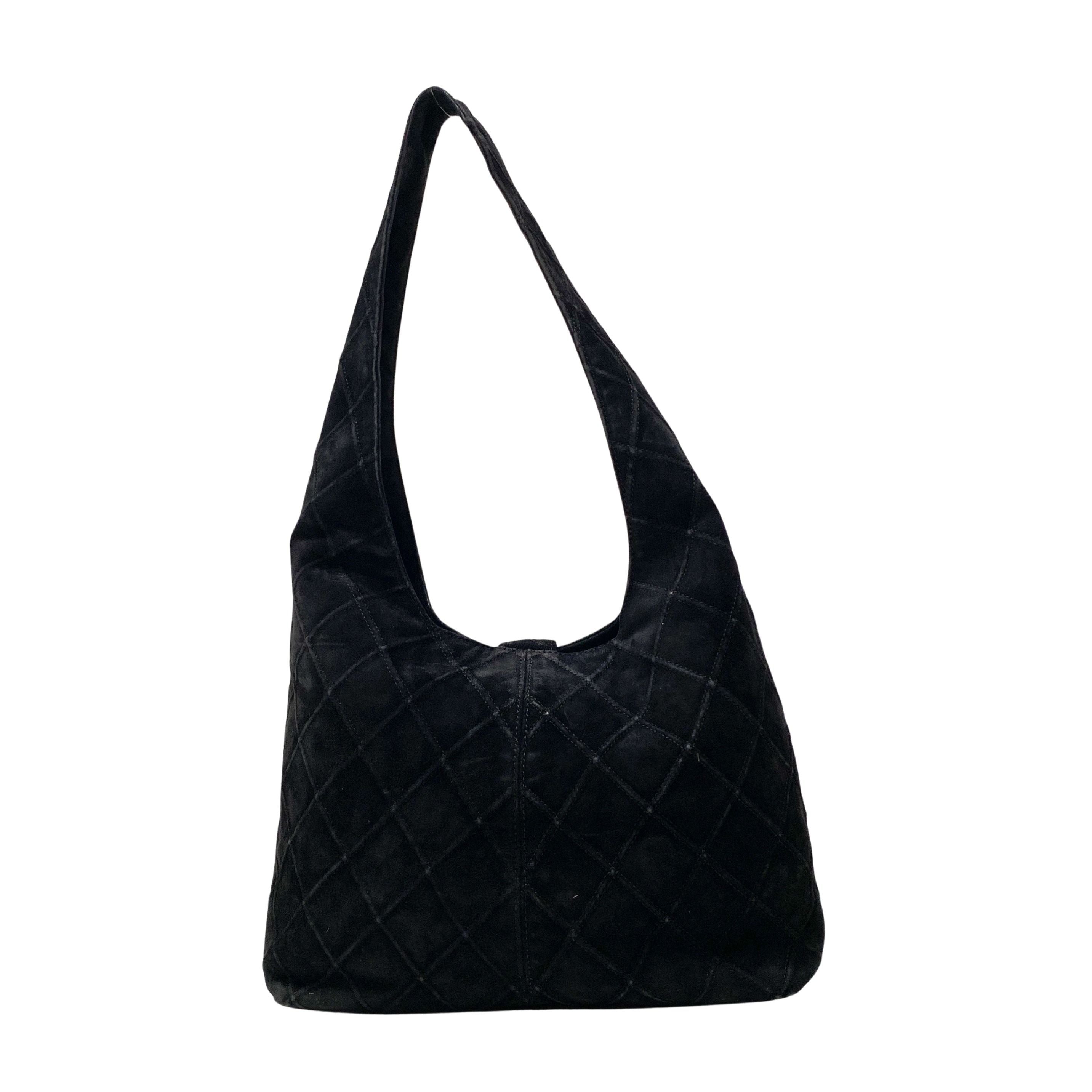 Metalesse Black Suede Hobo Shoulder Bag