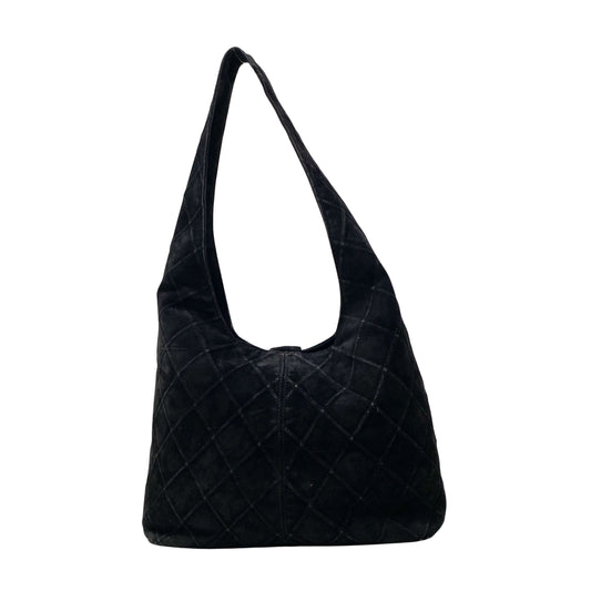 Metalesse Black Suede Hobo Shoulder Bag