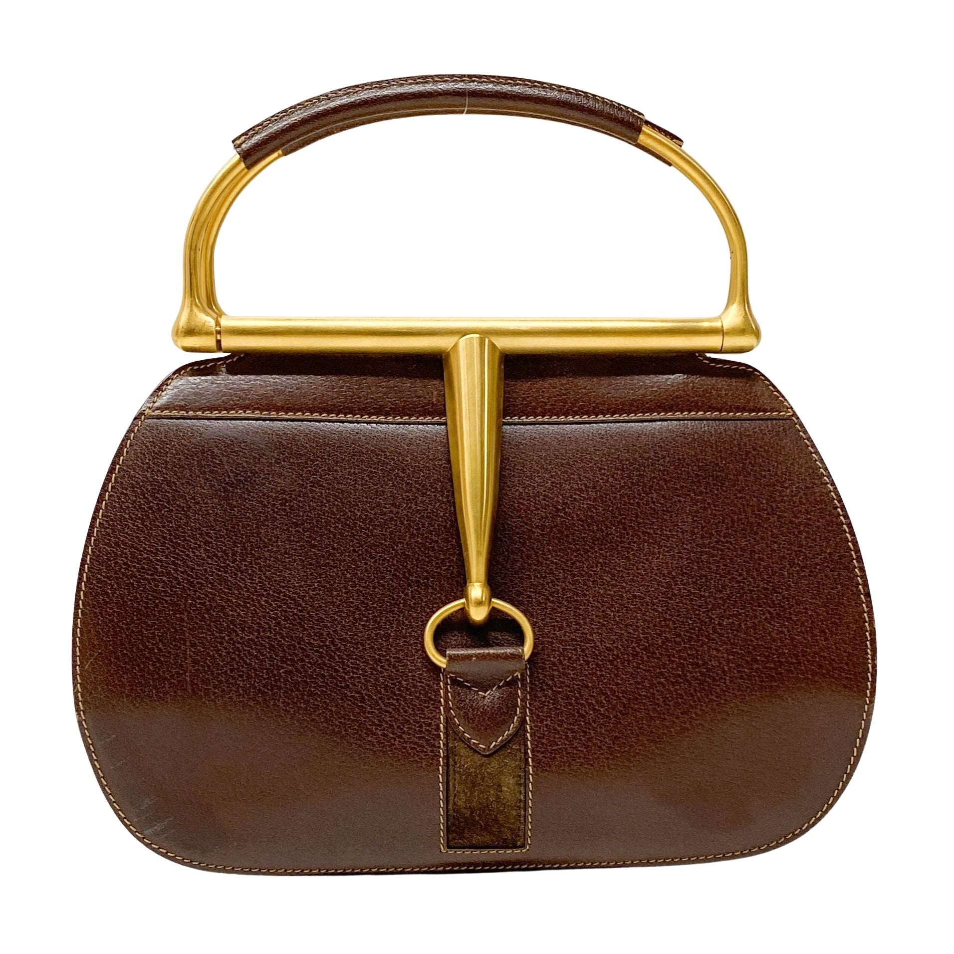 Horsebit Brown Leather Hand Bag