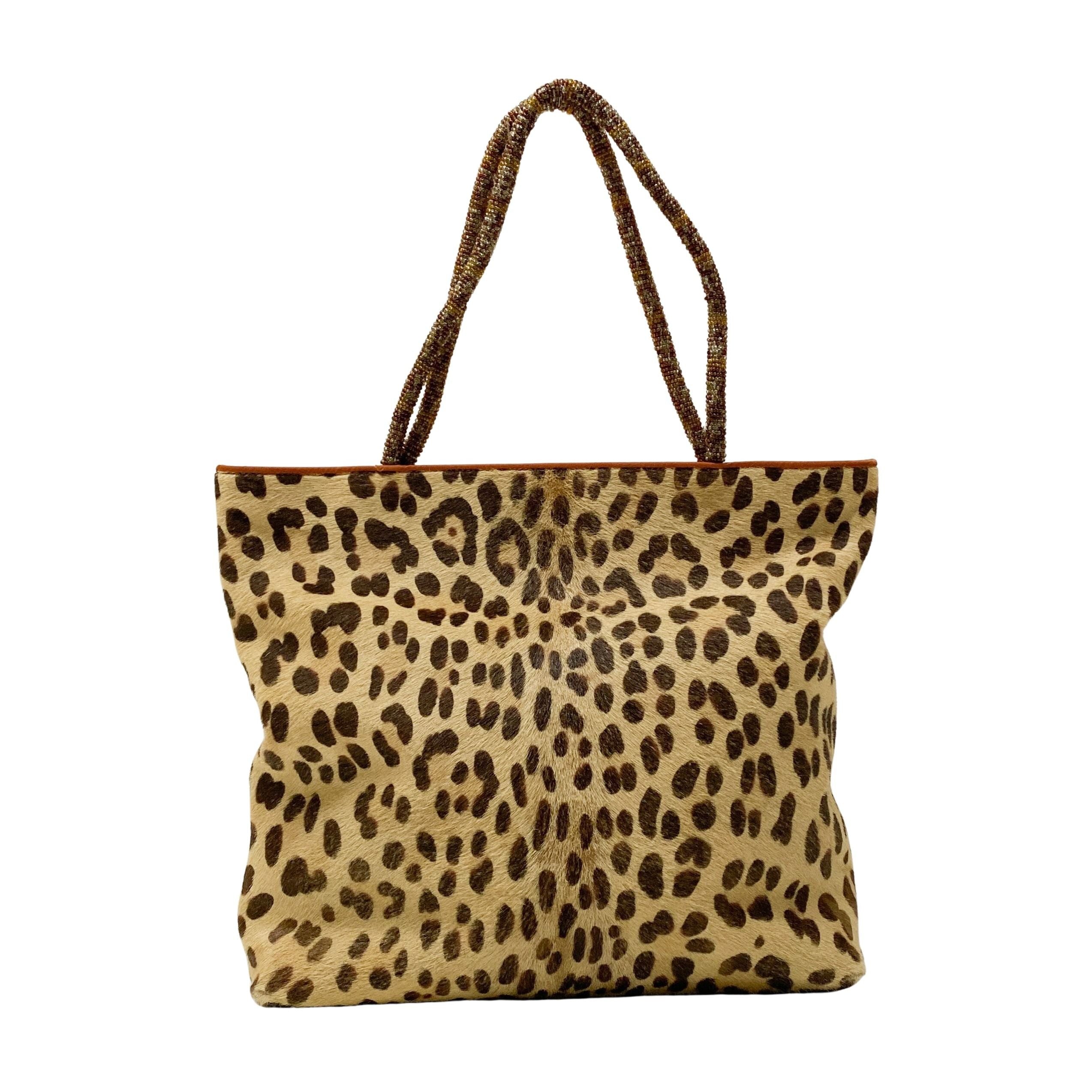 Vintage Brown Cheetah Print Pony Hair Two Way Bag