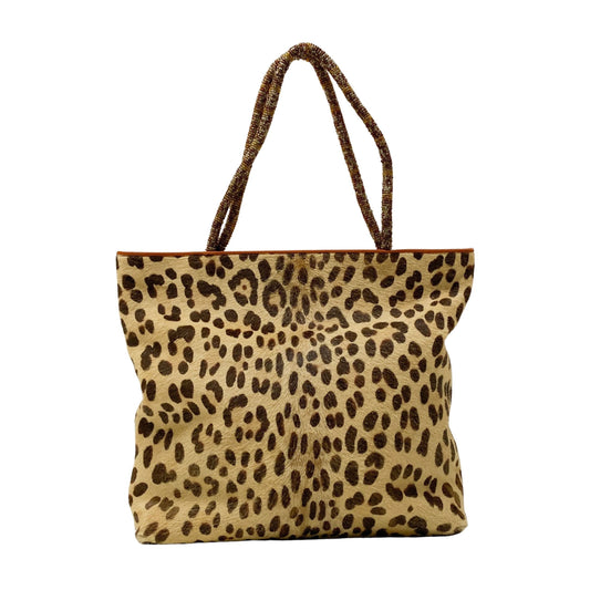 Vintage Brown Cheetah Print Pony Hair Two Way Bag