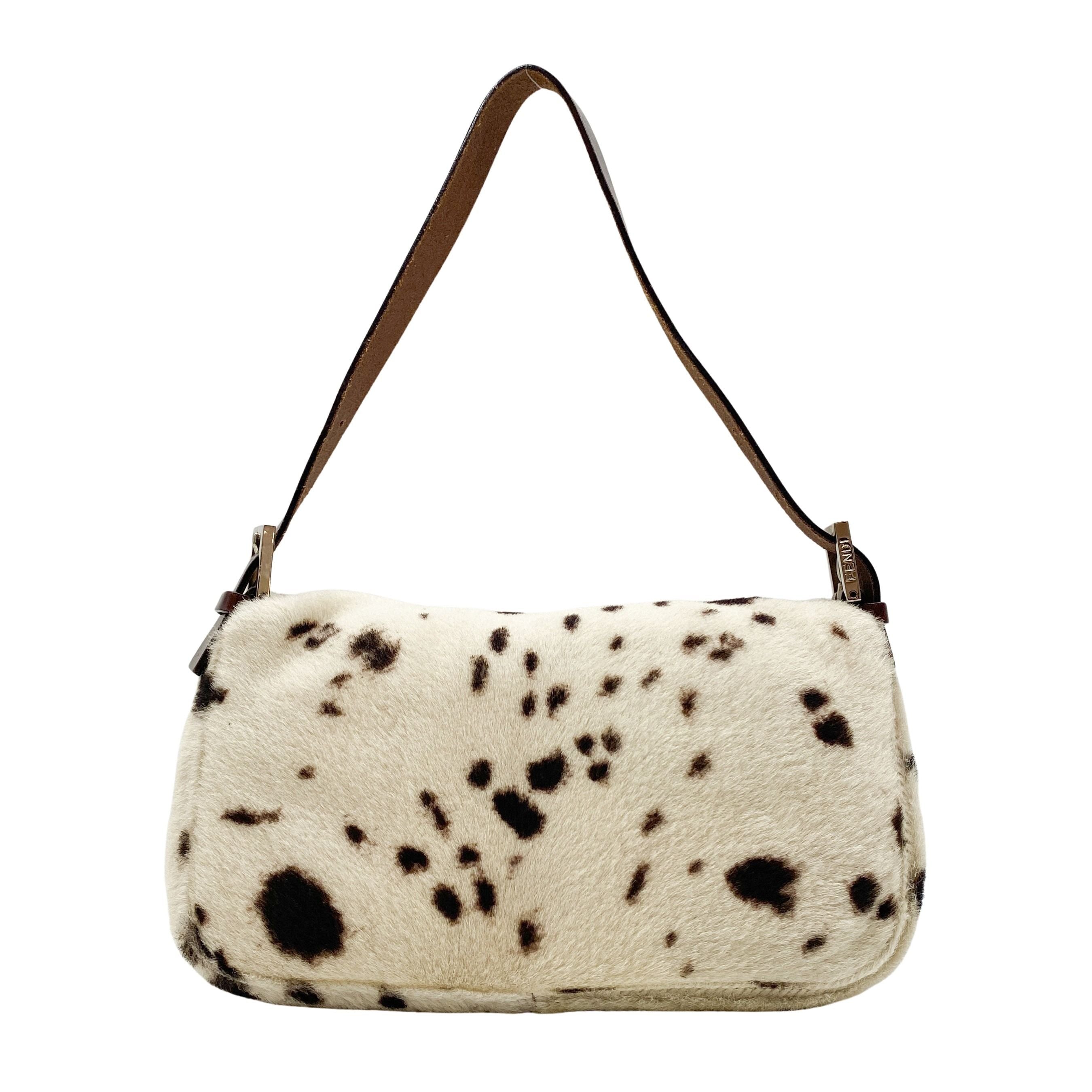 Baguette Brown Cow Print Pony Hair Shoulder Bag