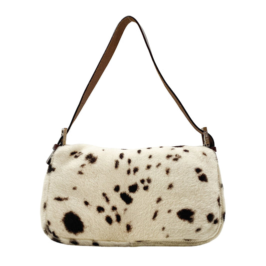Baguette Brown Cow Print Pony Hair Shoulder Bag