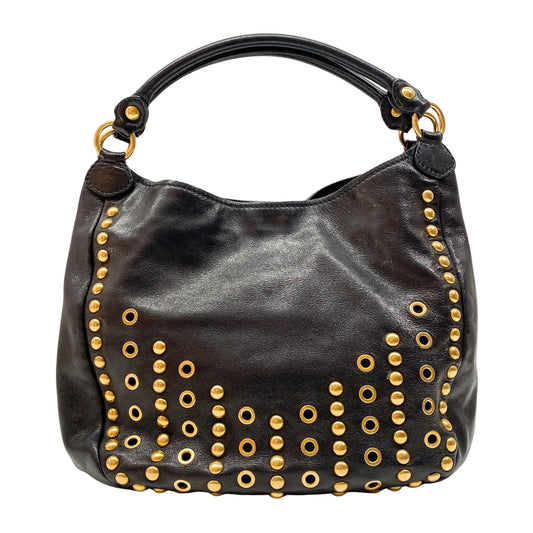Vintage Black Gold Studded Leather Bag
