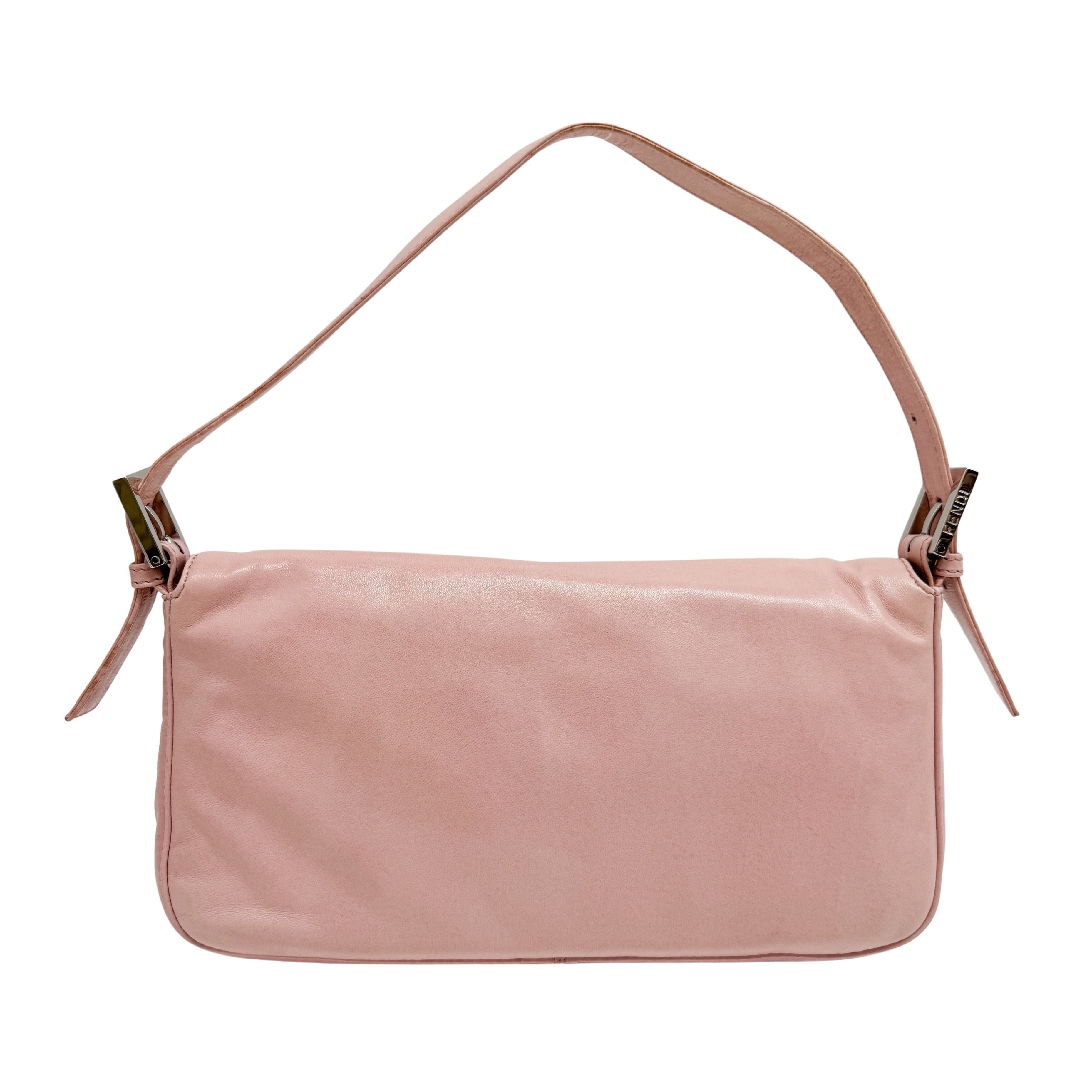 Baguette Pink Leather Shoulder Bag