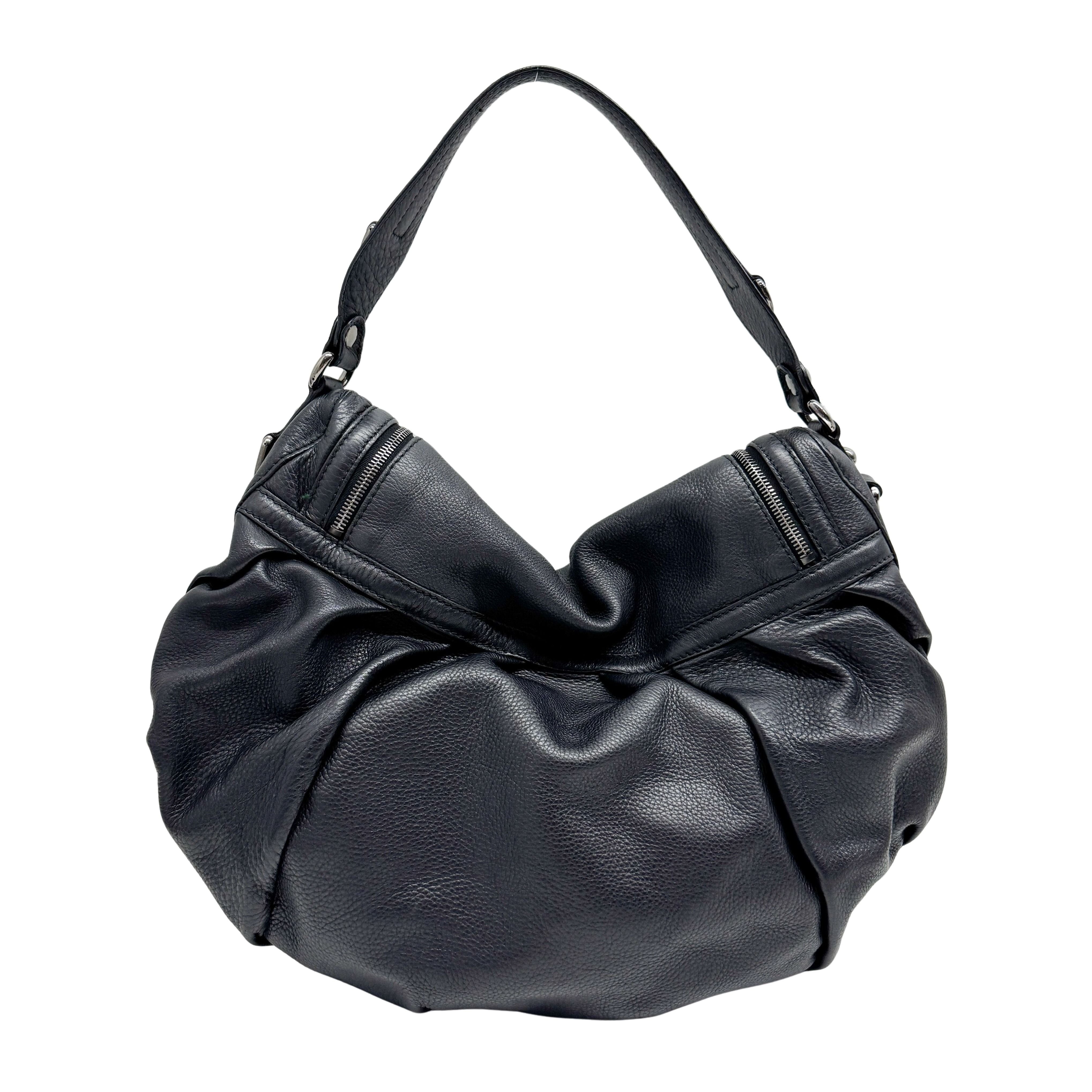 Icon Black Leather Hobo Shoulder Bag