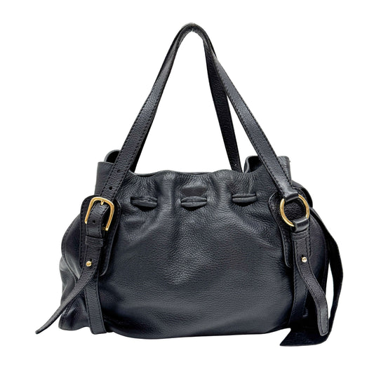 Vitello Lux Bow Bag Black Calfskin Leather Shoulder Bag