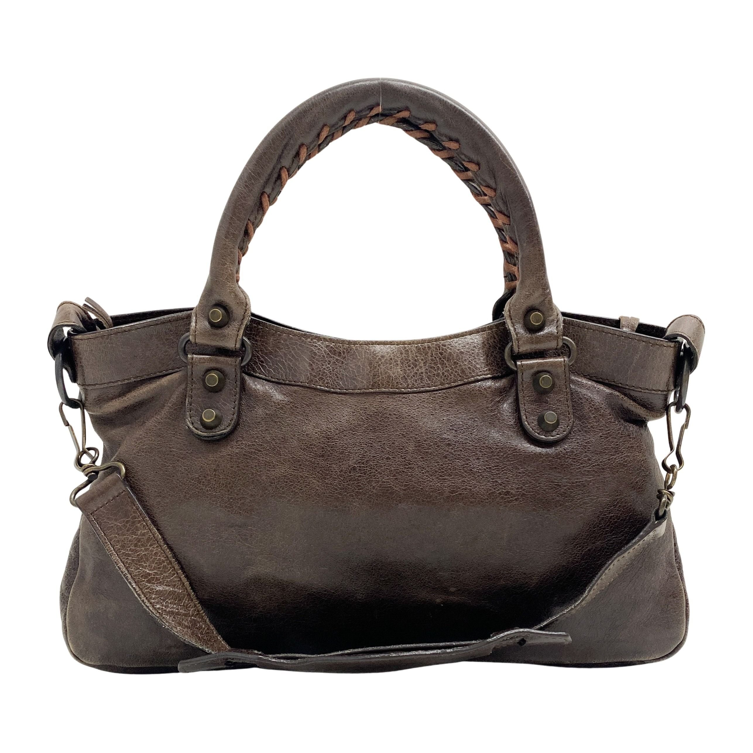 The First Dark Brown Calfskin Leather Two Way Bag