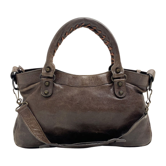 The First Dark Brown Calfskin Leather Two Way Bag