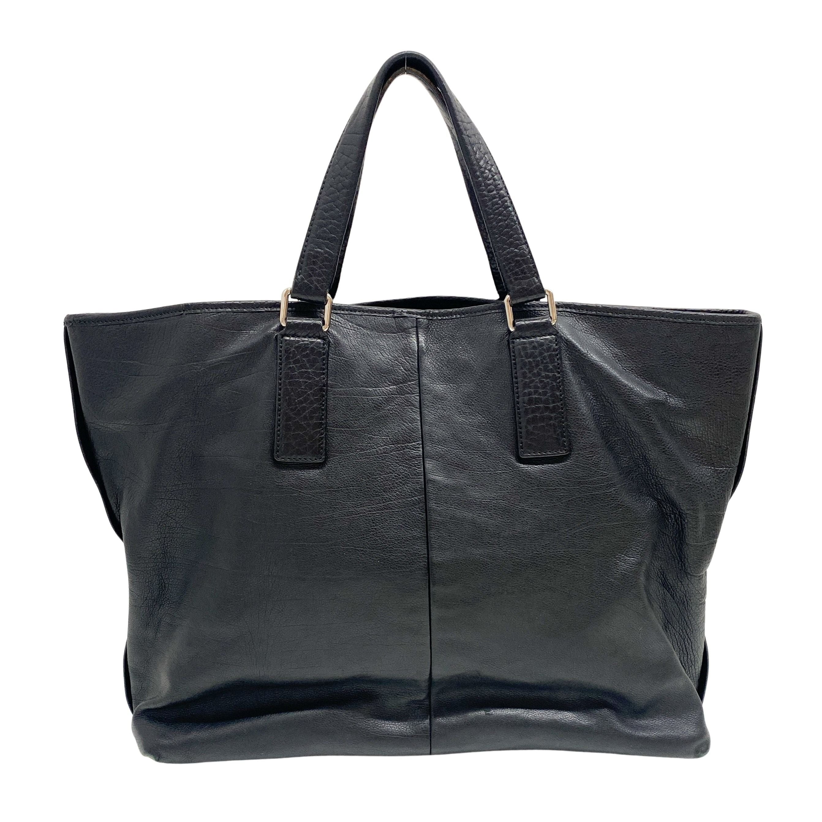 Black Leather Tote Bag