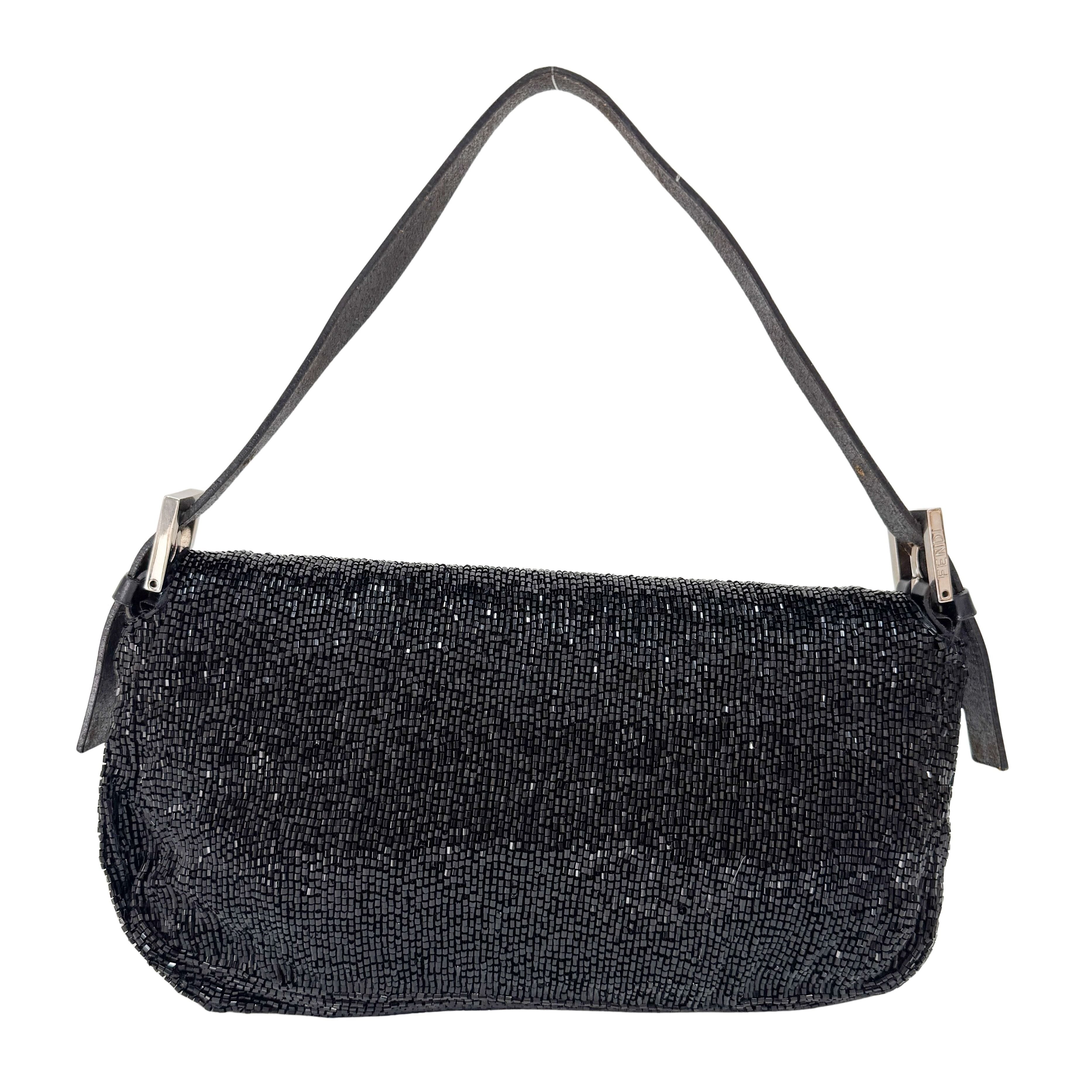 Baguette Black Beading Shoulder Bag